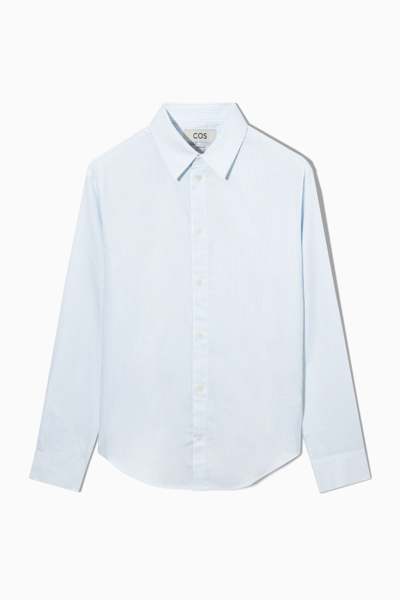 Shop Cos Regular-fit Poplin Shirt In Blue