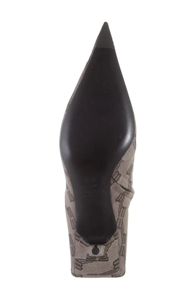Shop Balenciaga So Knife Logo Jacquard Pointed Toe Bootie In Dark Mink Grey/ Brown