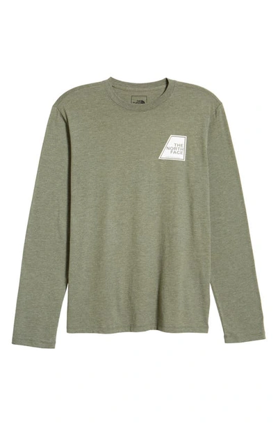 Shop The North Face Long Sleeve Logo Graphic T-shirt In Thyme Heather/ Tnf White