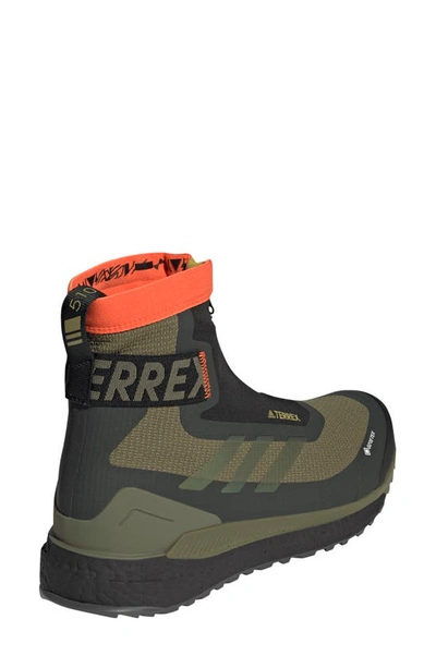 Shop Adidas Originals Terrex Free Hiker Cold.rdy Hiking Boot In Olive/ Olive/ Orange