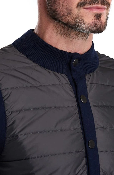 Shop Barbour Essential Gilet Tailored Fit Mixed Media Vest In Navy