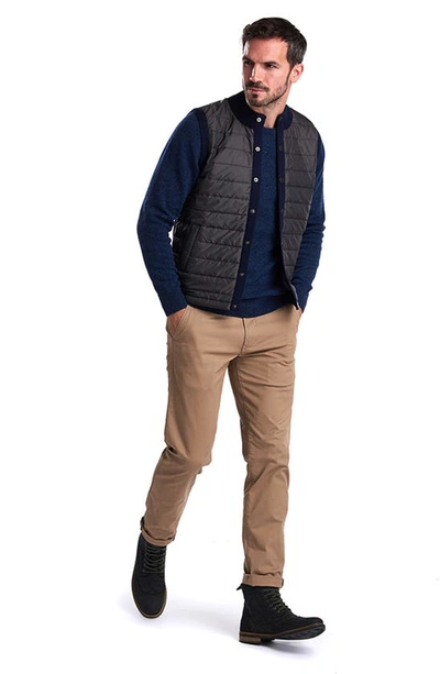 Shop Barbour Essential Gilet Tailored Fit Mixed Media Vest In Navy