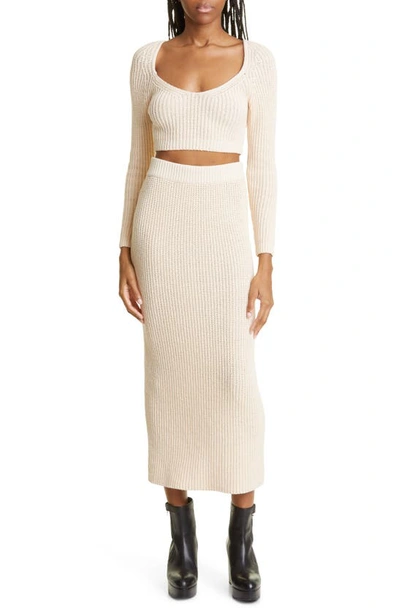 Shop A.l.c Olive Cotton Blend Knit Skirt In Macademia
