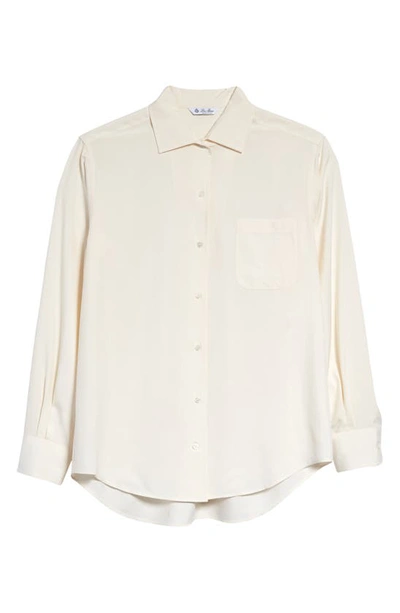 Shop Loro Piana Silk Poplin Button-up Blouse In 1000 White