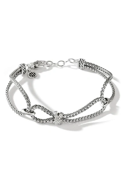 Shop John Hardy Classic Chain Link Pavé Diamond Bracelet In Silver