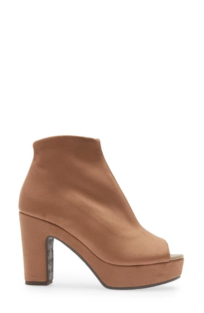 Shop Cordani Tyra Peep Toe Platform Bootie In Natural Stretch Suede