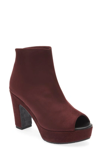 Cordani Tyra Peep Toe Platform Bootie In Bordo Stretch Suede In Barolo Stretch Suede