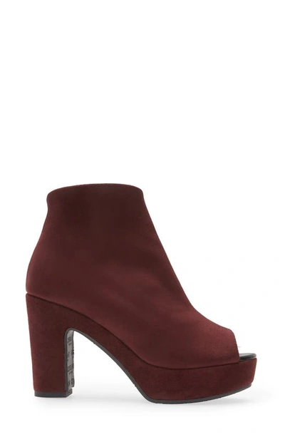 Cordani Tyra Peep Toe Platform Bootie In Bordo Stretch Suede In Barolo Stretch Suede