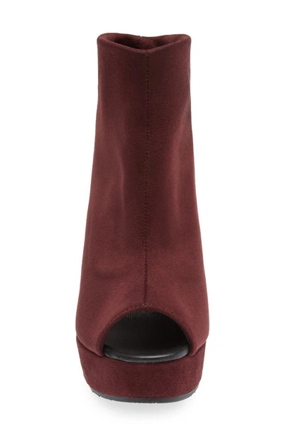 Cordani Tyra Peep Toe Platform Bootie In Bordo Stretch Suede In Barolo Stretch Suede
