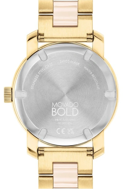 Shop Movado Bold Pavé Dot Ceramic Bracelet Watch, 36mm In Beige