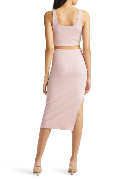 Blush Pink Two-Piece Dress - Ribbed Bodycon 2-Piece Dress - Set - Lulus