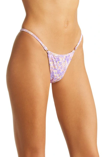 House Of Cb Thong Bikini Bottoms In Violet Floral