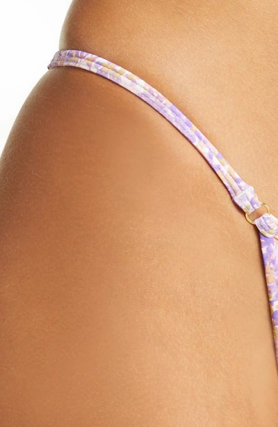 House Of Cb Thong Bikini Bottoms In Violet Floral