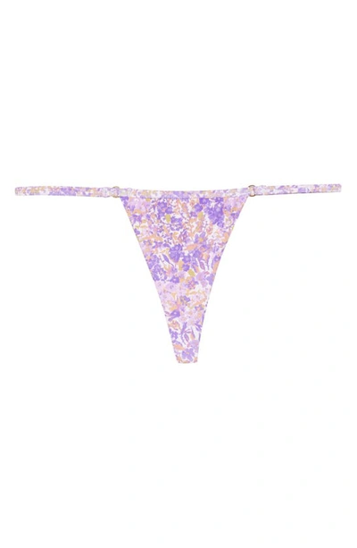 House Of Cb Thong Bikini Bottoms In Violet Floral