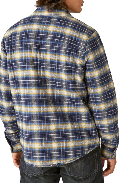 Shop Lucky Brand Plaid Quilted Flannel Shirt Jacket In Navy Plaid