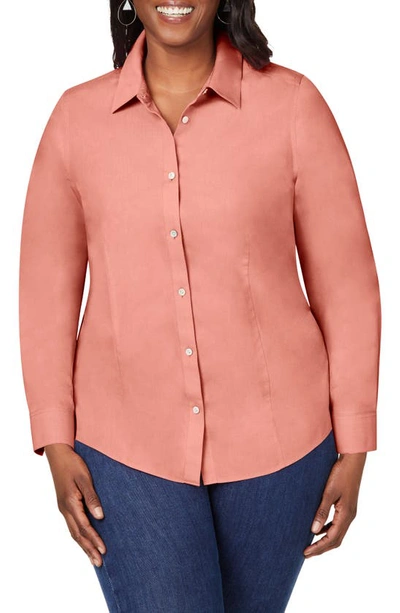 Shop Foxcroft Dianna Button-up Shirt In Pumpkin Spice