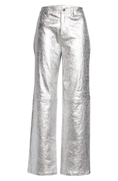 Shop Simon Miller Silver Foil High Waist Ankle Trouser Jeans