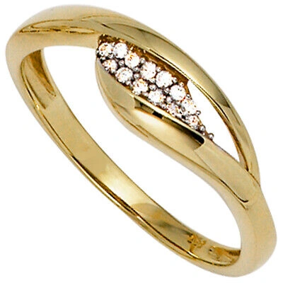 Pre-owned Jobo Damen Ring 333 Gold Gelbgold Bicolor Zirkonia Goldring Gelbgoldring Damenring