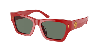 Shop Tory Burch Dark Green Rectangular Ladies Sunglasses Ty7169u 18933h 52 In Green,red