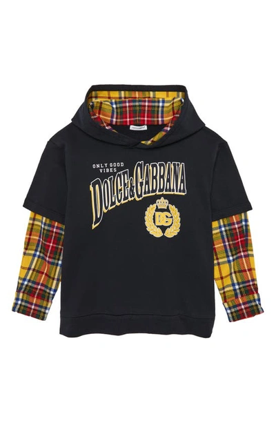 Dolce u0026 Gabbana Kids' Cotton Blend Hoodie In Blu Scuro | ModeSens