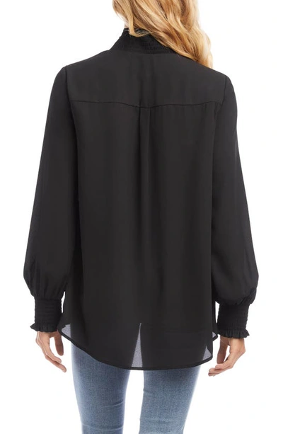 Shop Karen Kane Smock Collar Crossover Hem Blouse In Black