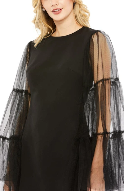 Shop Ieena For Mac Duggal Tiered Long Sleeve Cocktail Dress In Black