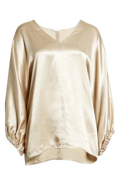Shop By Malene Birger Piamontes Balloon Sleeve Satin Blouse In Nature