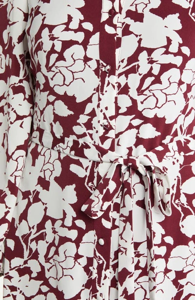 Shop Sam Edelman Print Long Sleeve Shirtdress In Burgundy/ White