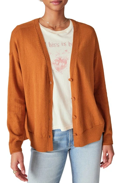 Shop Lucky Brand Cloud Jersey Cardigan In Glazed Ginger