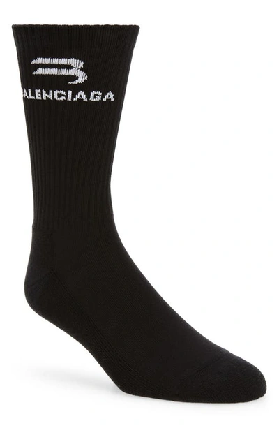 Shop Balenciaga Sporty B Tennis Socks In Black/ White