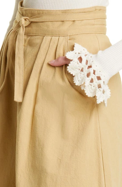 Shop Sea Therese Cotton Twill Midi Skirt In Cream