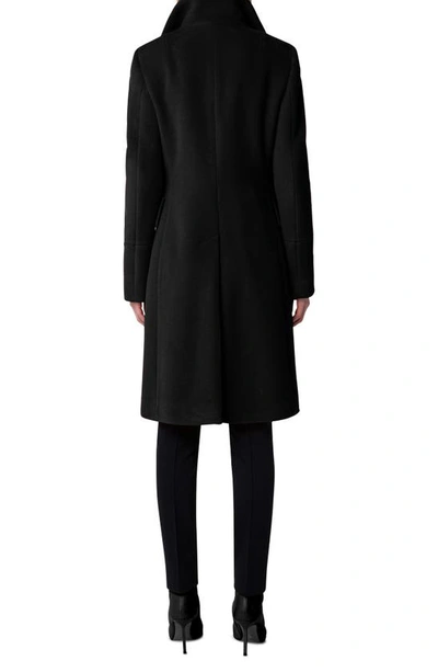 Akris Punto Stand Collar Wool Blend Fleece Coat In 009 Black