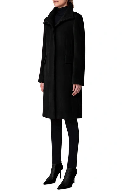 Shop Akris Punto Stand Collar Wool Blend Fleece Coat In 009 Black