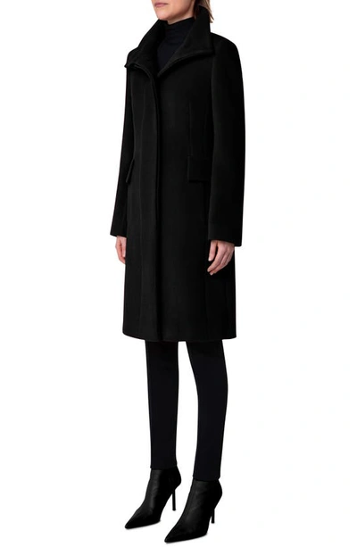 Akris Punto Stand Collar Wool Blend Fleece Coat In 009 Black
