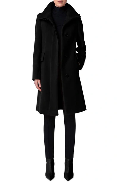 Shop Akris Punto Stand Collar Wool Blend Fleece Coat In 009 Black