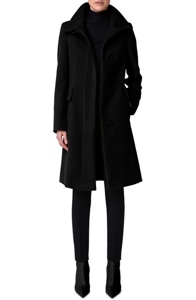 Akris Punto Stand Collar Wool Blend Fleece Coat In 009 Black