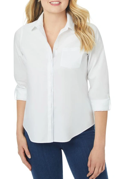 Shop Foxcroft Charlie Roll Tab Non-iron Cotton Button-up Shirt In White