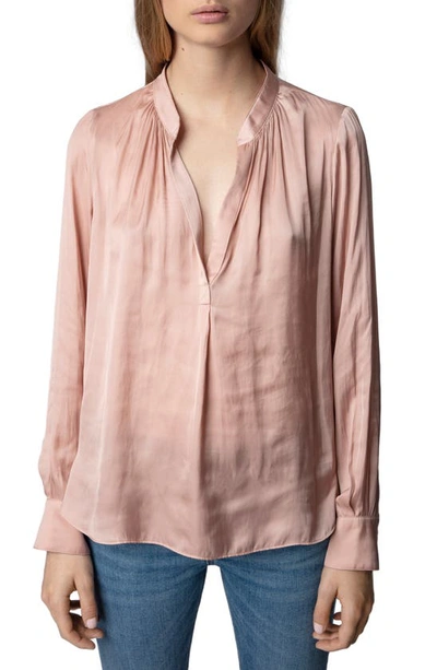 Shop Zadig & Voltaire Tink Satin Blouse In Blush