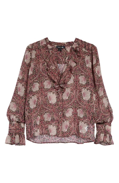 Shop Paige Arianne Print Ruffle Silk Blouse In Pink/ Mauve Multi