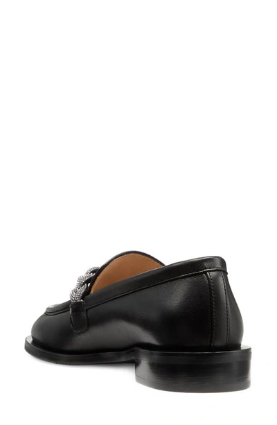 Stuart Weitzman Crystal-embellished Chain-link Loafers In Black