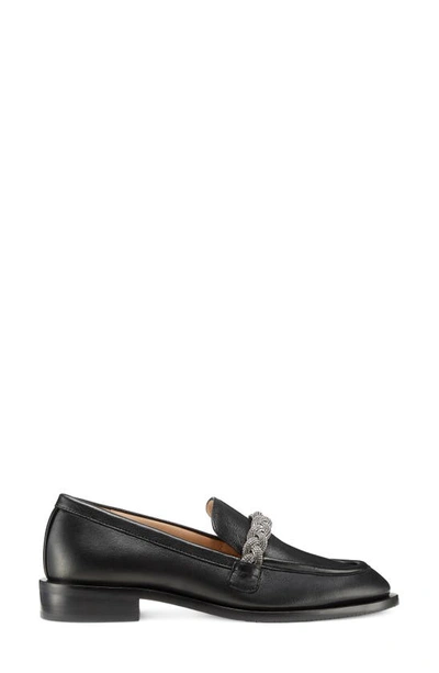 Stuart Weitzman Crystal-embellished Chain-link Loafers In Black