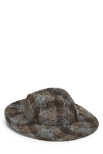 Pre-owned Chanel Brown & Grey Wool Fedora Medium