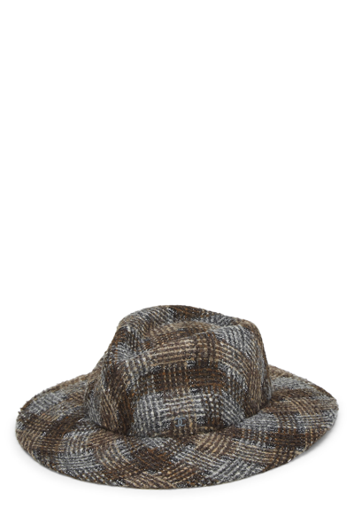 Pre-owned Chanel Brown & Grey Wool Fedora Medium