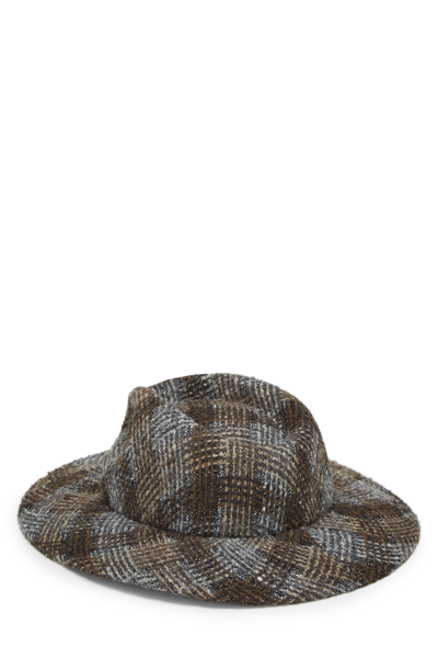 Pre-owned Chanel Brown & Grey Wool Fedora Medium