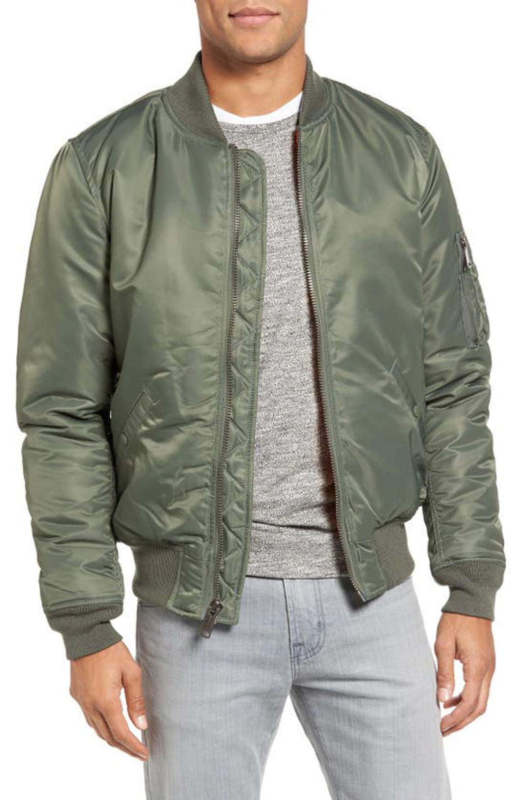Schott Green Flight Bomber Jacket In Sage | ModeSens