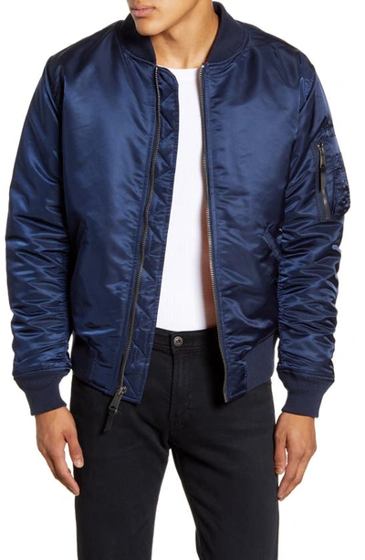 Shop Schott Water Resistant Ma-1 Flight Jacket In Navy