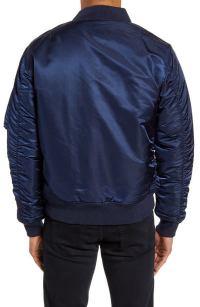 Shop Schott Water Resistant Ma-1 Flight Jacket In Navy