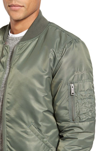 Schott Green Flight Bomber Jacket In Sage