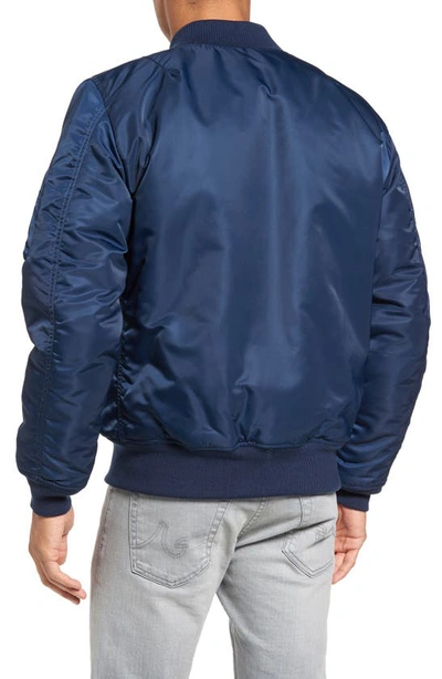 Shop Schott Water Resistant Ma-1 Flight Jacket In Navy