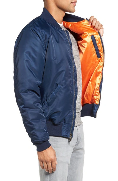 Shop Schott Water Resistant Ma-1 Flight Jacket In Navy